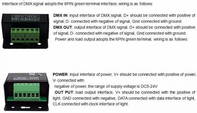 DC5v 24v Dmx à Spi Pixel décodeur 3 broches pour le contrôle de bande LED RGB 0